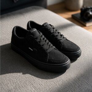 Black Women's Athletic Sneakers - Minimal Low-Top